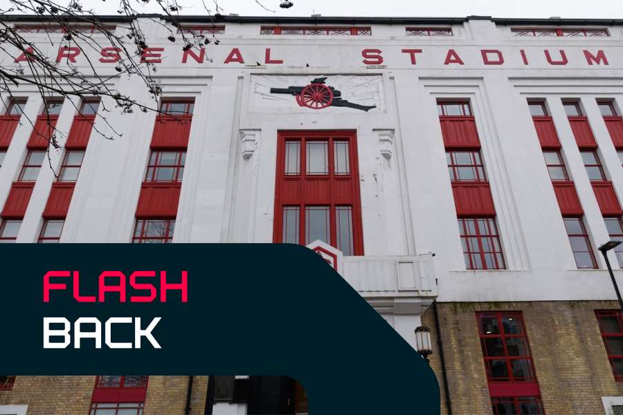 The famous facade of the old Highbury Stadium, Arsenal's former home in North London