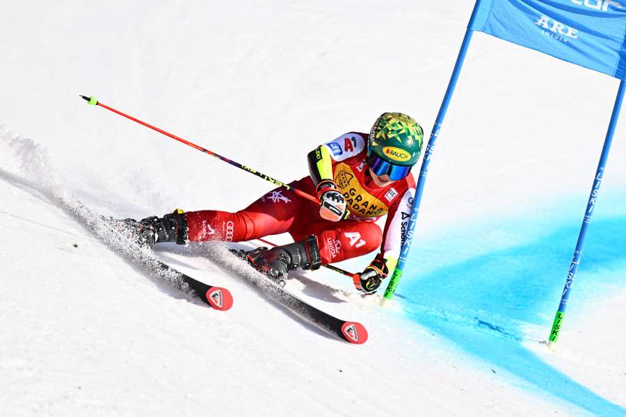 Julia Scheib in action during the first run of the women's giant slalom in Are Julia Scheib in action during the first run of the women's giant slalom in Are