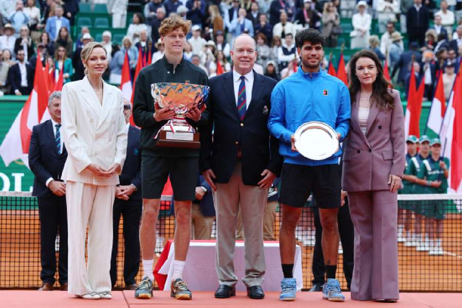 Jannik Sinner and Carlos Alcaraz after the Monte Carlo final