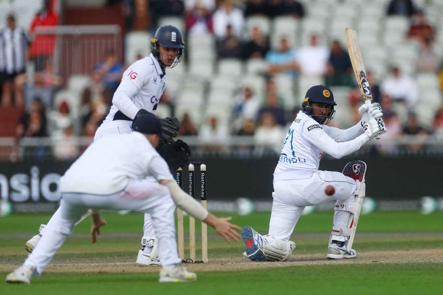 Kamindu Mendis in action against England earlier this summer