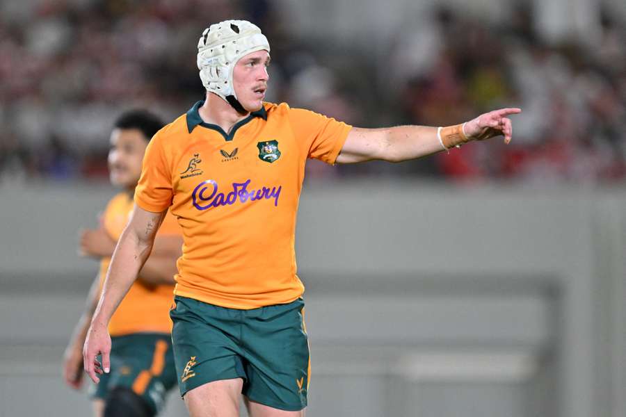 Declan Meredith gesturing in an international game against Japan. Declan Meredith gesturing in an international game against Japan.