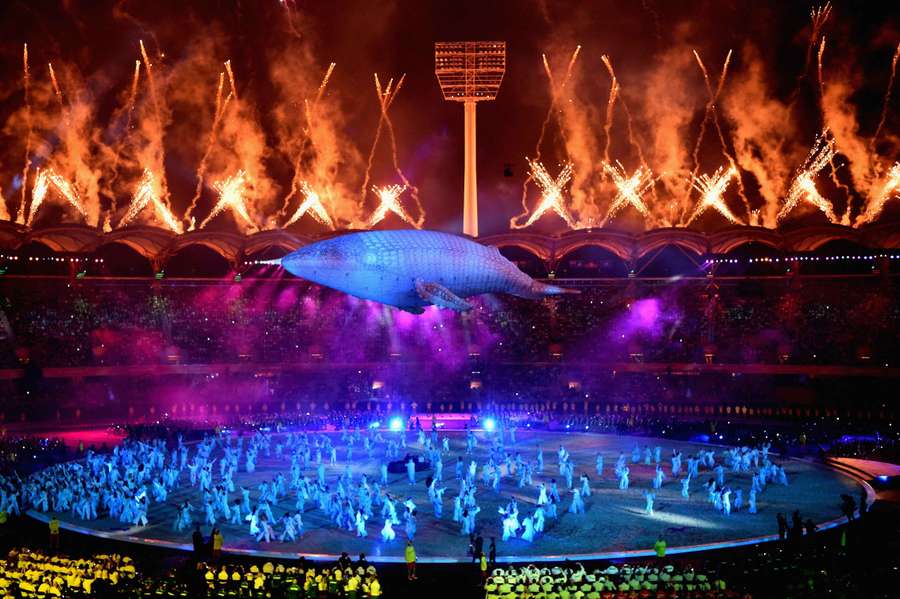 A general view of the Opening Ceremony of the Gold Coast Commonwealth Games at Carrara Stadium in 2018