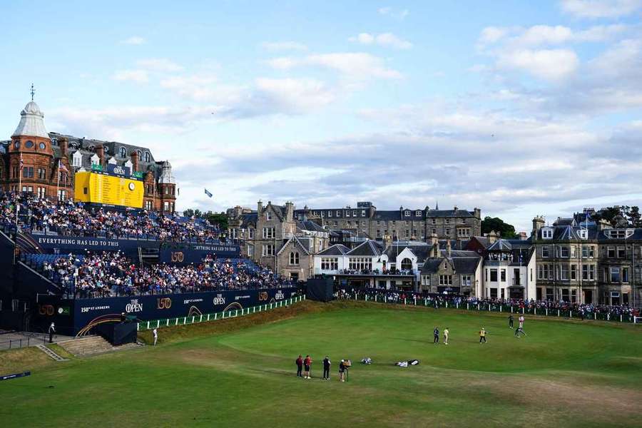 The 18th hole of the Old Course at St Andrews, Scotland, during the 2022 British Open