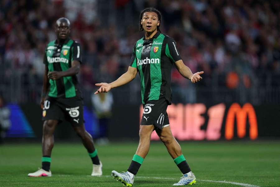 Lens' Pierre Ganiou reacts during the 1-1 draw