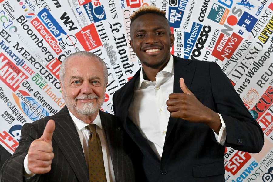 Aurelio De Laurentiis et Victor Osimhen, tout sourire. 