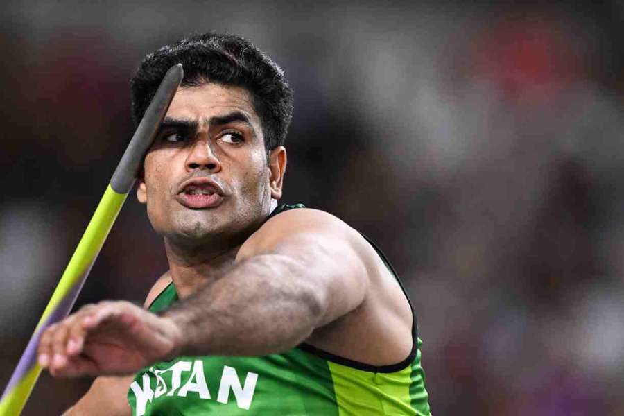 Arshad Nadeem competes in the men's javelin throw final