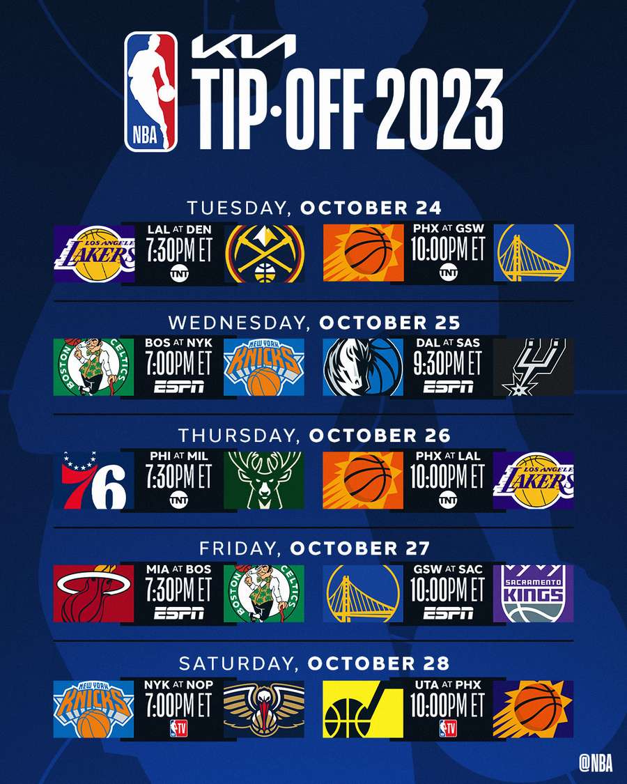 Calendário do Los Angeles Lakers Temporada Regular NBA 2023-24