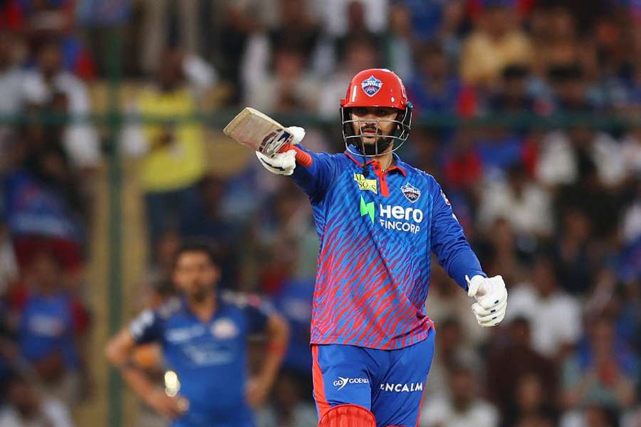 Sameer Rizvi celebrates after reaching his half century Sameer Rizvi celebrates after reaching his half century