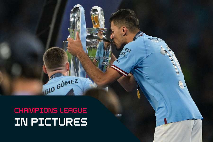 City's Rodri kisses the Champions League trophy