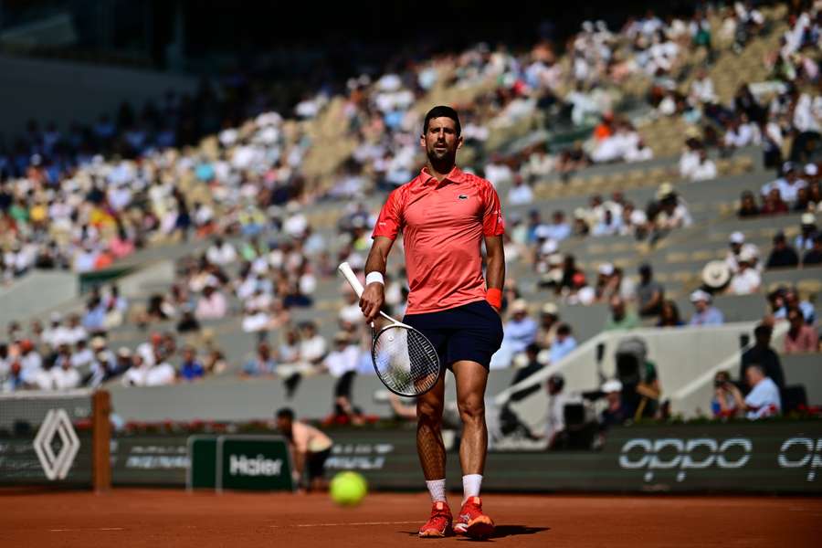 Serbia's Novak Djokovic looks on during his match against Spain's Alejandro Davidovich Fokina