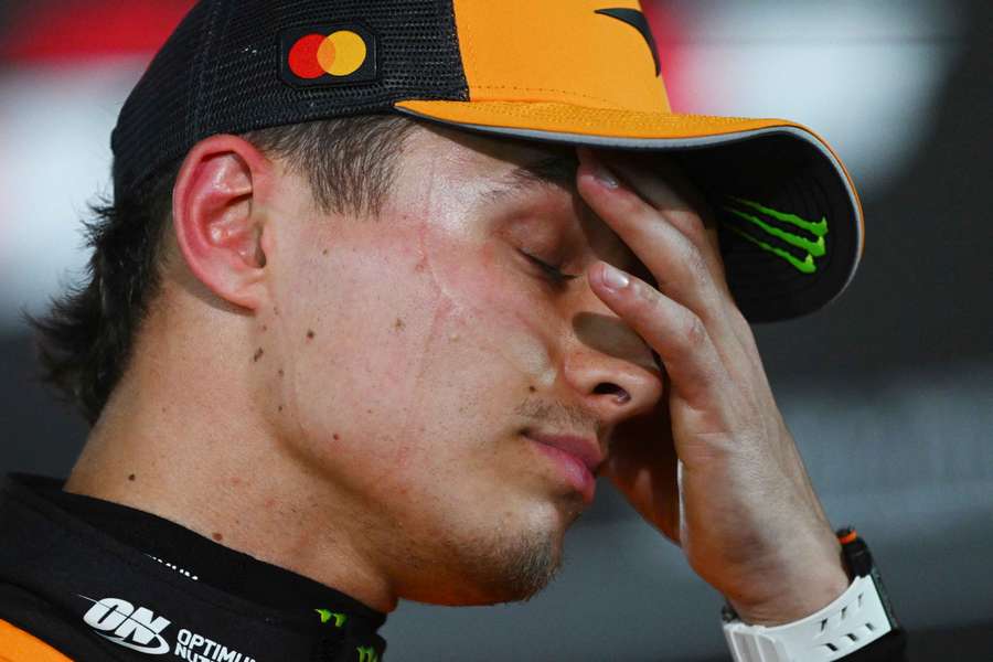 Sixth placed qualifier Lando Norris of Great Britain and McLaren looks on during qualifying 
