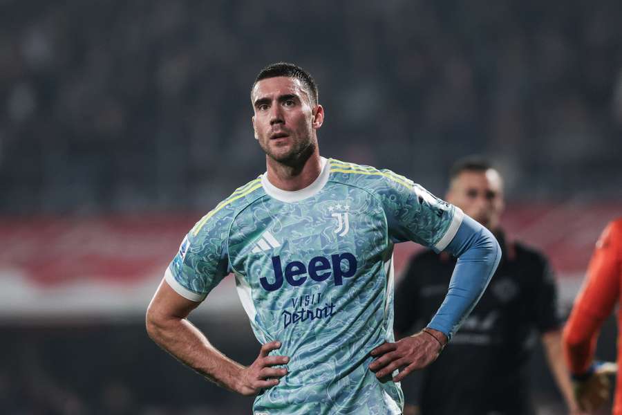 Dusan Vlahovic com a camisola da Juventus