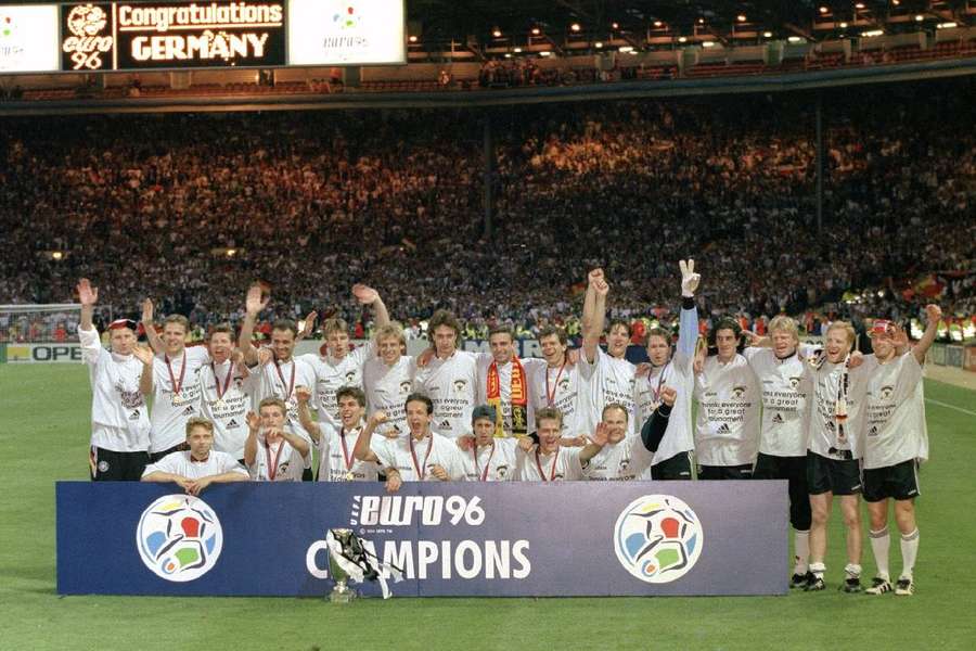 Germany won the Euro trophy for the third time in 1996