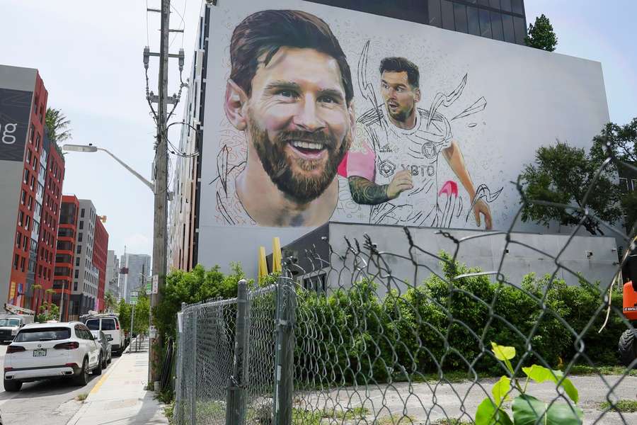 A mural of Argentine player Lionel Messi