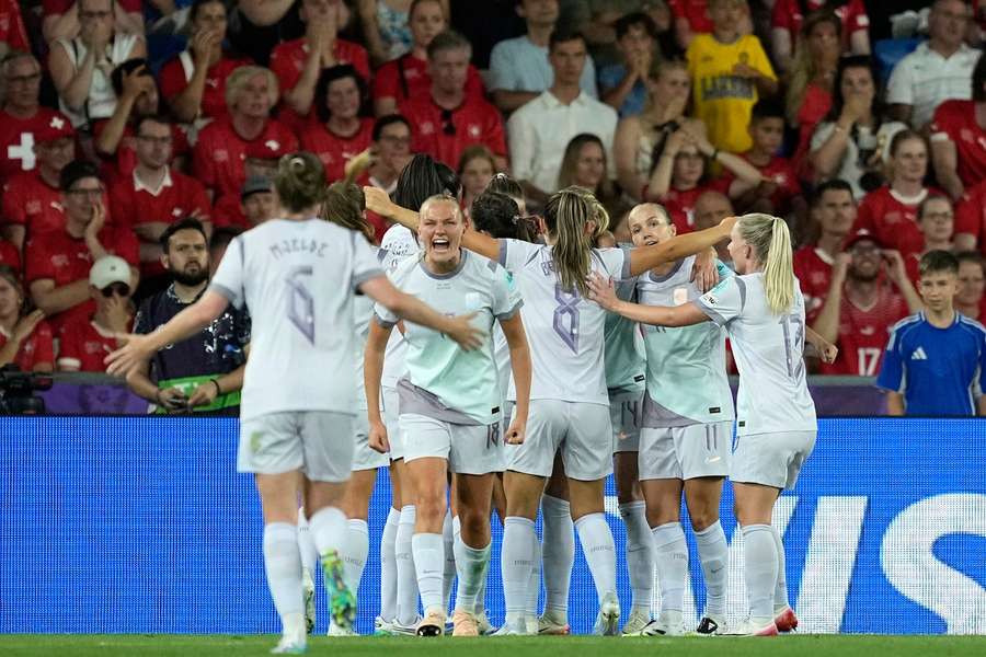 Norway celebrate their winning goal