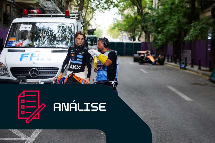 Oscar Piastri após bater com o seu McLaren