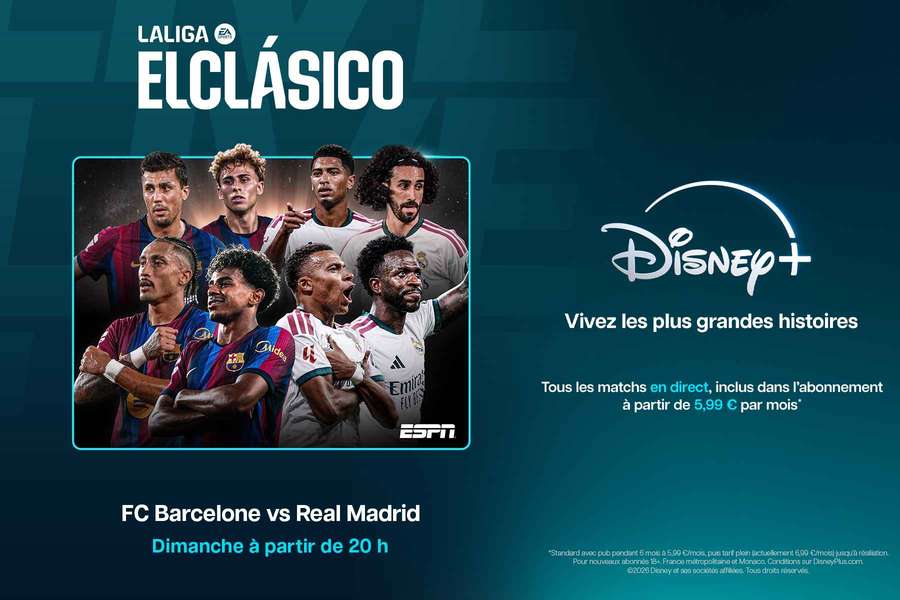 Ne manquez pas le Clasico FC Barcelone - Real Madrid sur Disney+ ce dimanche ! Ne manquez pas le Clasico FC Barcelone - Real Madrid sur Disney+ ce dimanche !