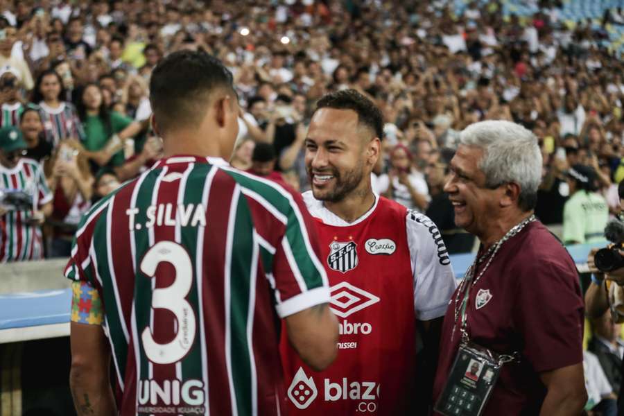Neymar e Thiago Silva no Fluminense x Santos