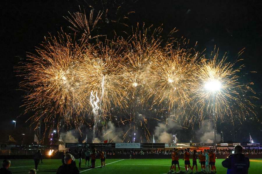 A pyro organised by VV Katwijk supporters before the cup game against Vitesse A pyro organised by VV Katwijk supporters before the cup game against Vitesse