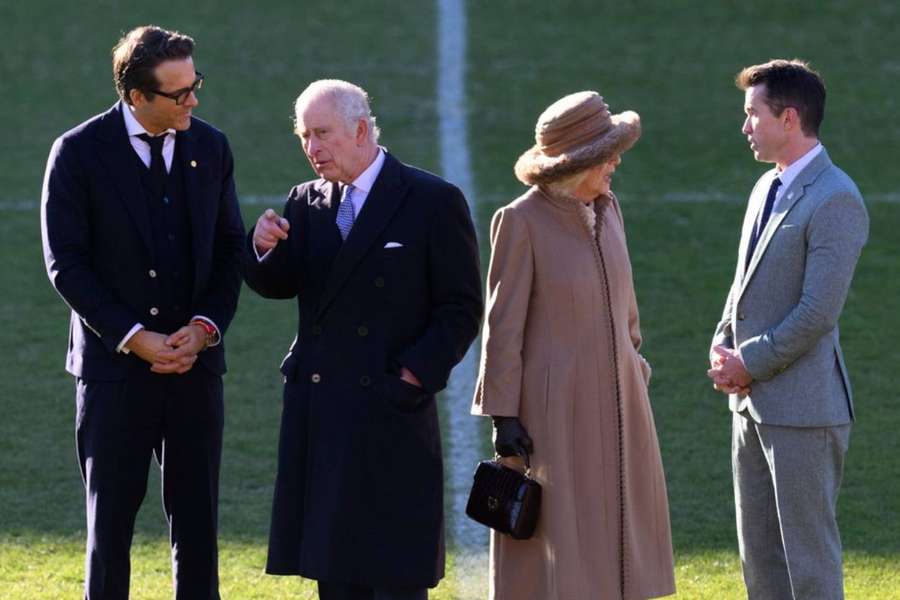 Ryan Reynolds, King Charles III, Camilla Queen Consort and Rob McElhenney met at Wrexham AFC.