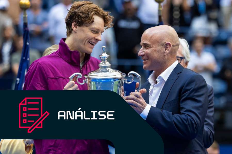 O troféu foi entregue a Jannik Sinner por Andre Agassi