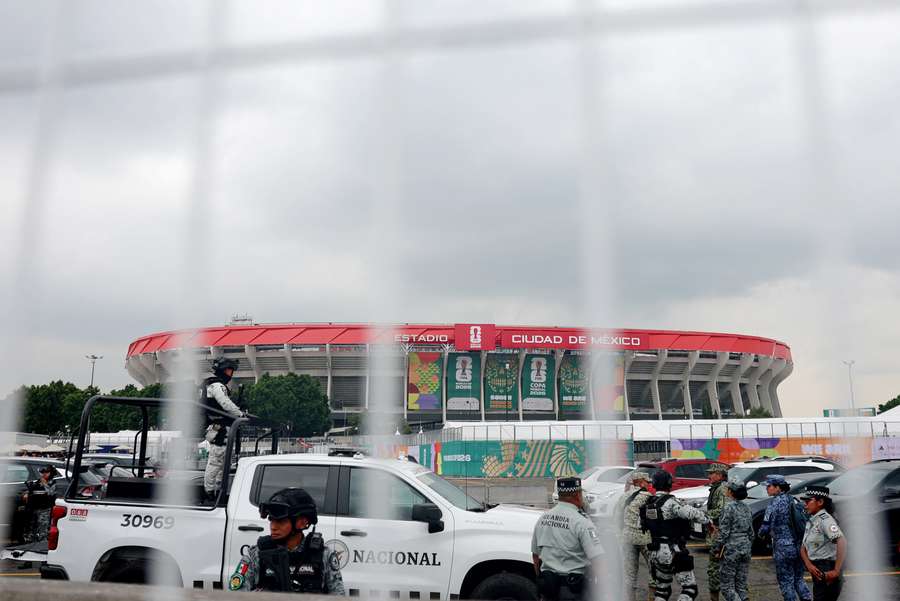 Das Aztekenstadion bereitet sich auf die WM-Eröffnungsfeier vor. Das Aztekenstadion bereitet sich auf die WM-Eröffnungsfeier vor.