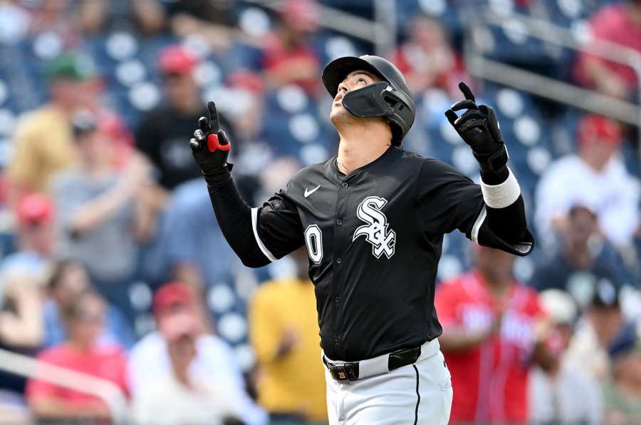 Chicago White Sox's Miguel Vargas celebrates a home run (2025) Chicago White Sox's Miguel Vargas celebrates a home run (2025)