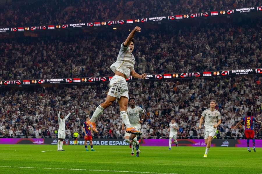 Real Madrid's Gonzalo Garcia celebrates after scoring against Barcelona Real Madrid's Gonzalo Garcia celebrates after scoring against Barcelona