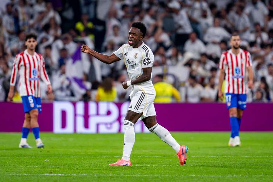 Vinícius celebra su segundo gol ante el Atlético de Madrid