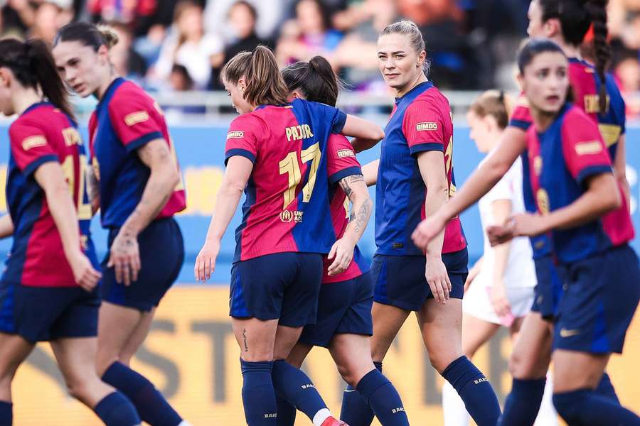 A festa das jogadoras do Barcelona