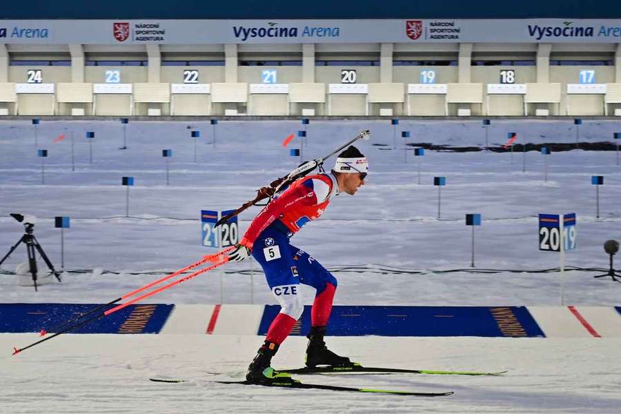 Michal Krčmář byl v Novém Městě desátý v závodu s hromadným startem.
