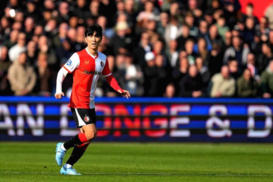 Feyenoord's Hwang In-beom in action during the Eredivisie game against Excelsior