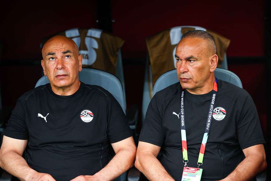 Egypt team manager Ibrahim Hassan (R) next to twin brother and head coach Hossam Hassan Egypt team manager Ibrahim Hassan (R) next to twin brother and head coach Hossam Hassan