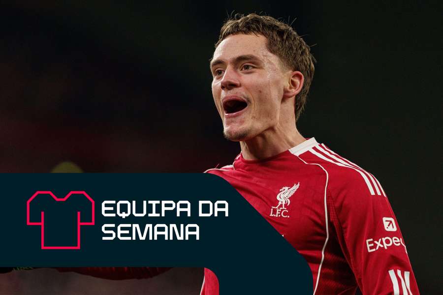 Wirtz celebra o seu golo pelo Liverpool Wirtz celebra o seu golo pelo Liverpool