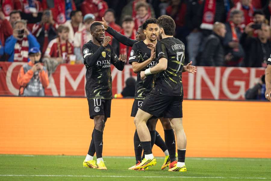 Ousmane Dembele celebrates scoring