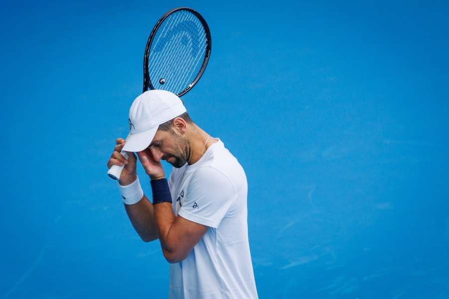 Novak Djokovic într-o sesiune de antrenamente