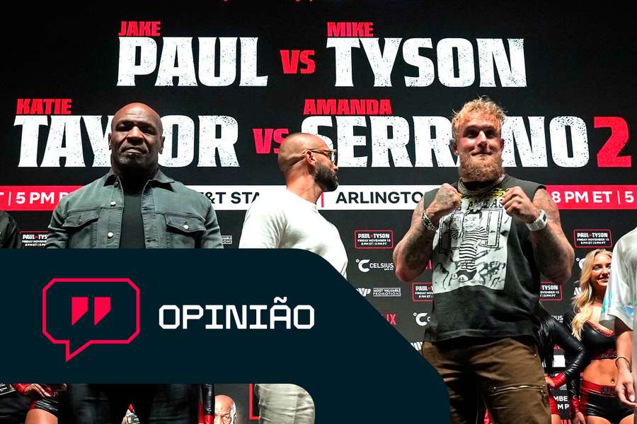 Mike Tyson empurra Jake Paul na apresentação