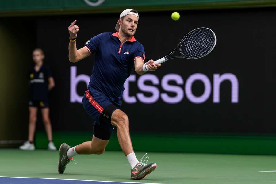 Hollands Sem Verbeek i aktion under ATP-turneringen i Stockholm Open