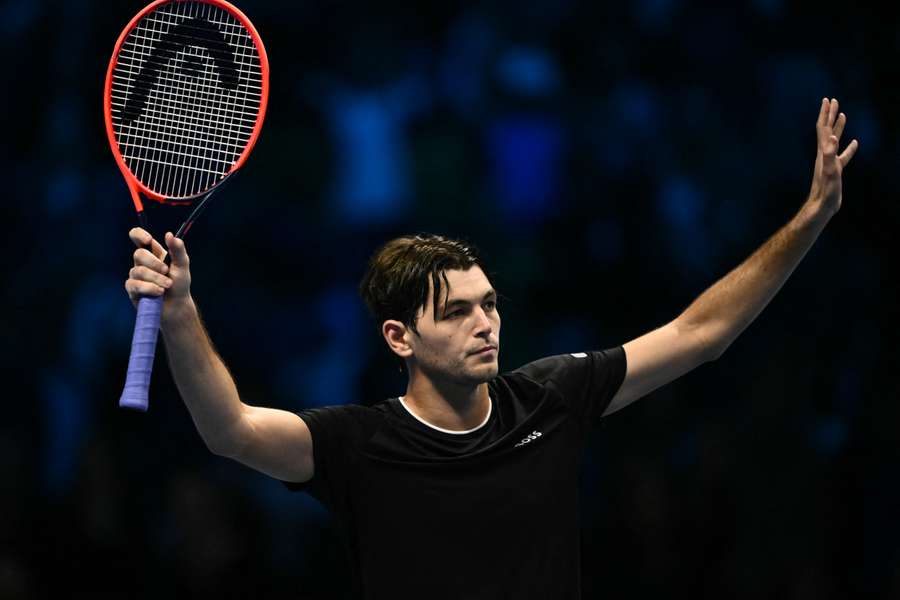 USA's Taylor Fritz celebrates after victory against Russia's Daniil Medvedev