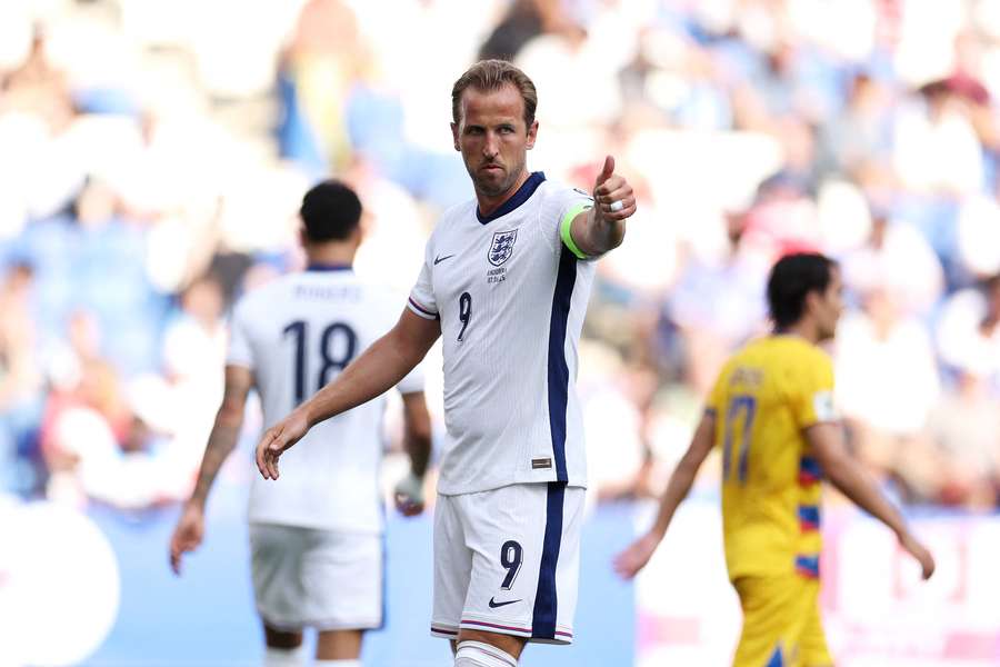 Harry Kane of England gestures during the FIFA World Cup 2026 qualifier against Andorra