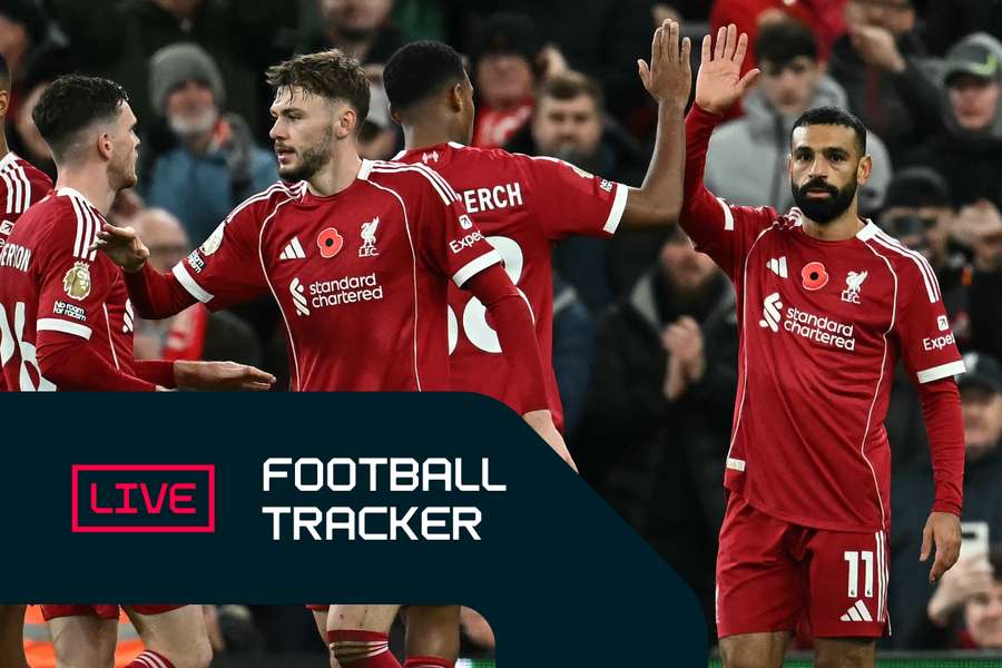 Mohamed Salah celebrates after scoring his 250th Liverpool goal