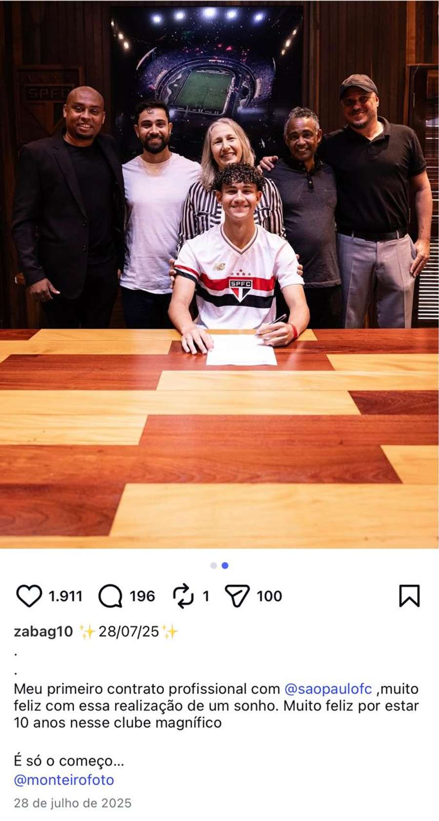 Zabarelli assinou com São Paulo em julho de 2025