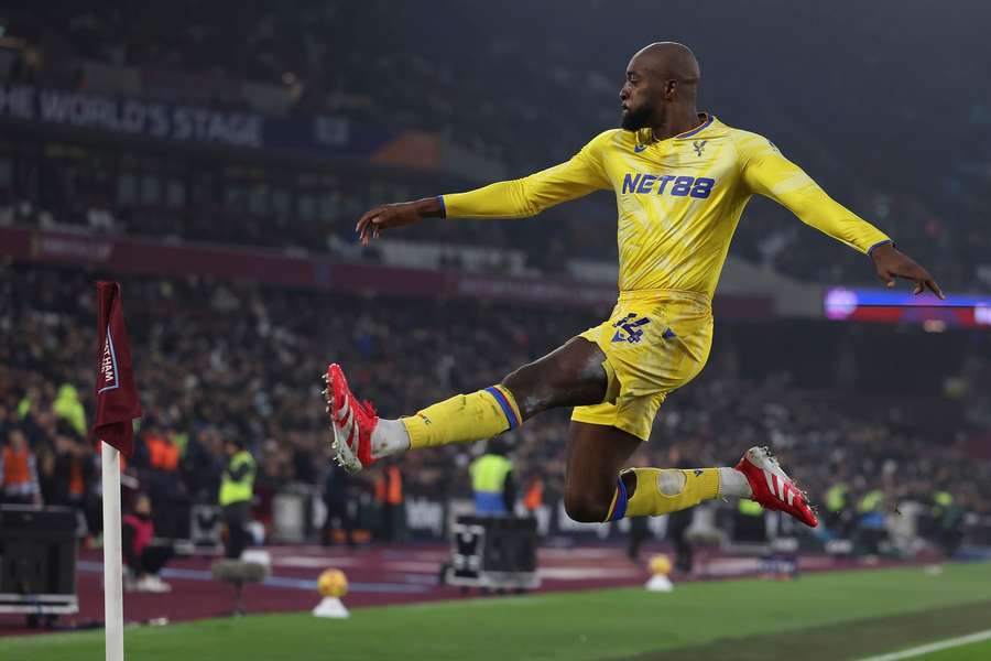 Jean-Philippe Mateta of Crystal Palace celebrates after scoring to make it 1-0