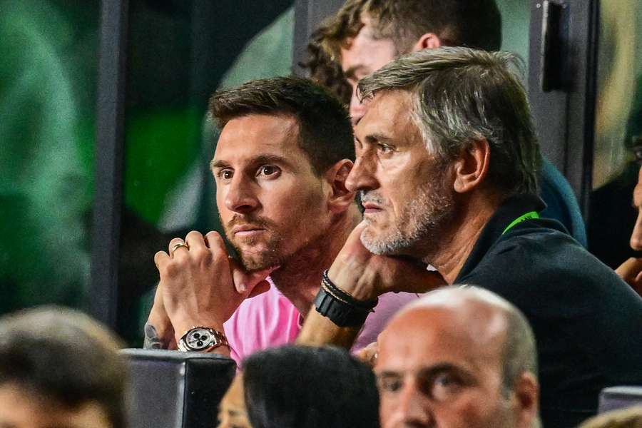 Lionel Messi watches Inter Miami's match against New York City in the stands