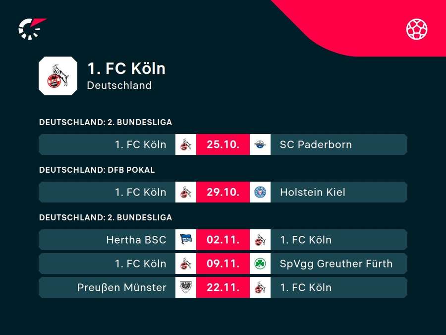 Die kommenden Begegnungen: 1. FC Köln.