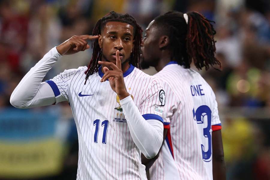 Michael Olise celebrates scoring the opening goal for France against Ukraine Michael Olise celebrates scoring the opening goal for France against Ukraine
