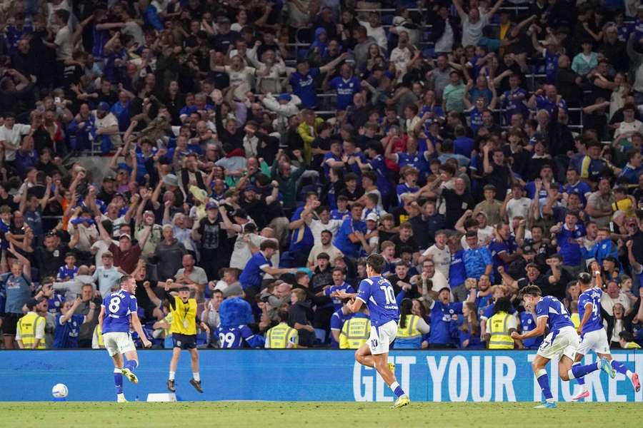 Cardiff celebrate their late equaliser