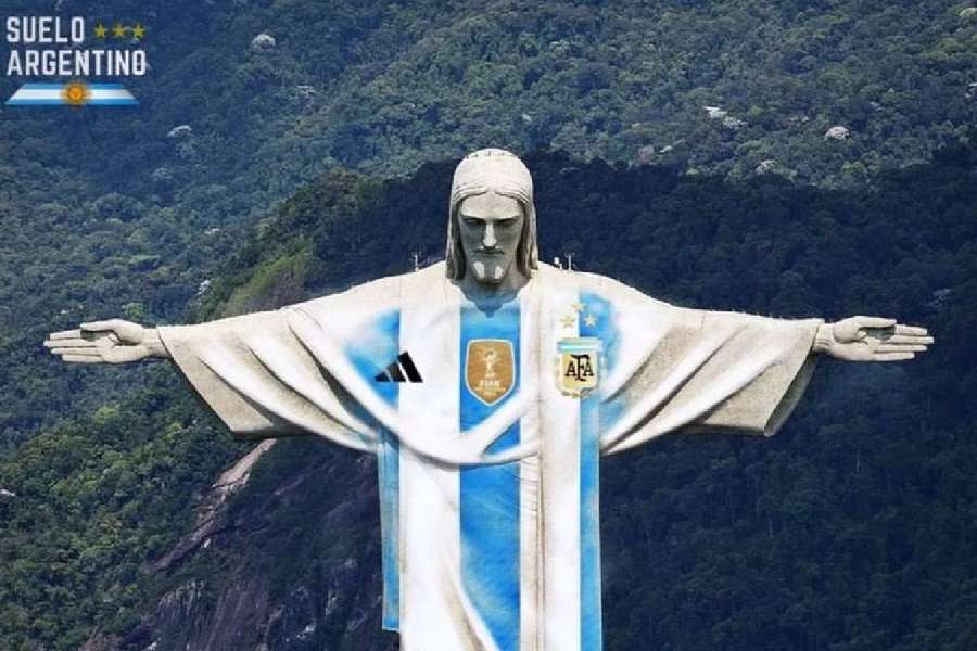 El Cristo Redentor fue vestido con la camiseta de Argentina