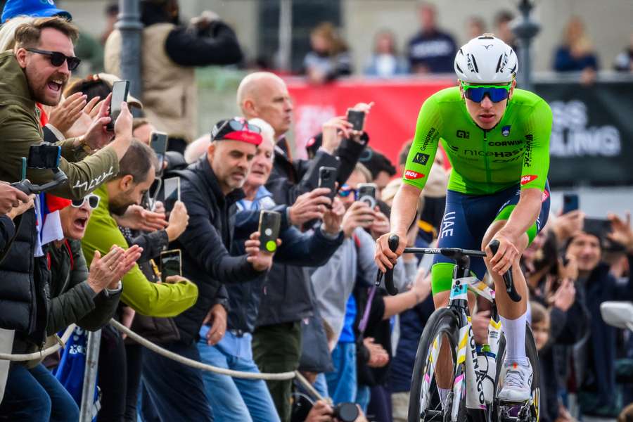 Pogacar, con el maillot de Eslovenia en el Mundial de Zúrich