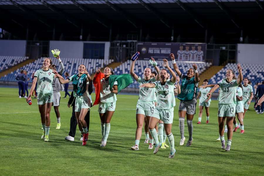 A festa das jogadoras portuguesas